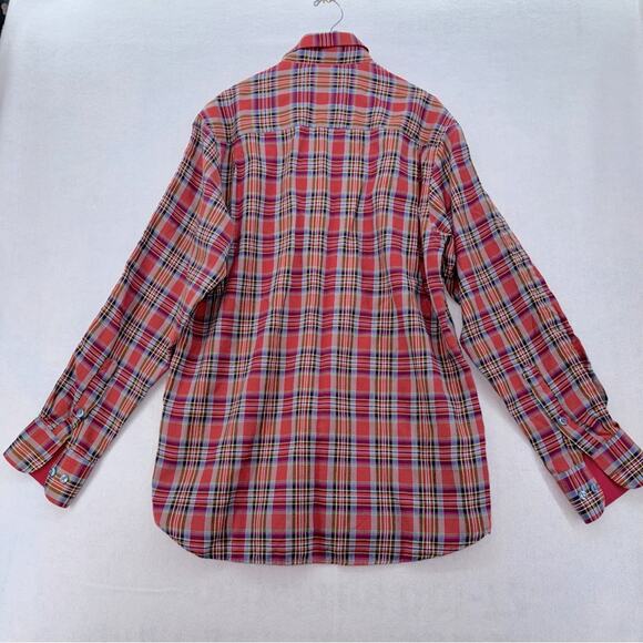 Luchiano Visconti Men’s Plaid Cotton Shirt with Contrasting Color Cuffs size Med - Picture 2 of 8